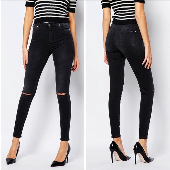 7 For All Mankind Denim - 7 for all mankind the skinny jeans black